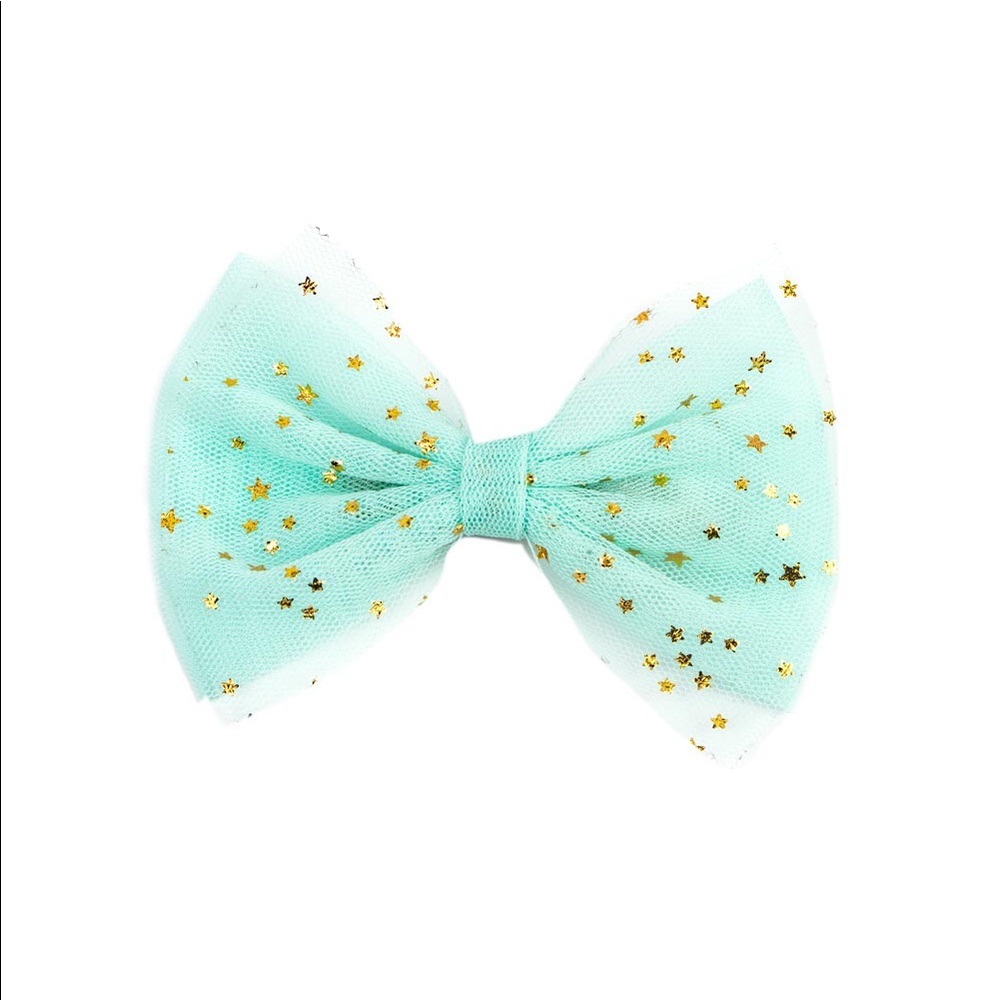 Teal hair bow tie